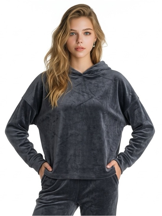UGG Tops - UGG Velour Hoodie Charcoal Gray Oversized Lounge Sweatshirt Women's Medium
